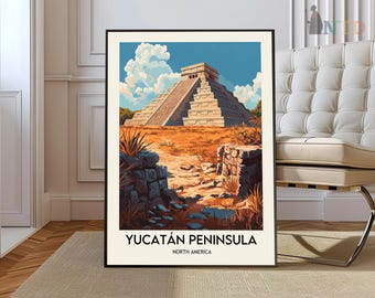 Yucatan Halbinsel Reise Poster: Mittelamerika Wandkunst