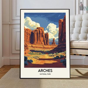 Impresión de viaje al Parque Nacional Arches / Parque nacional / Póster del Parque nacional / Arcos / Arte del Parque nacional / Impresión del Parque nacional / Utah