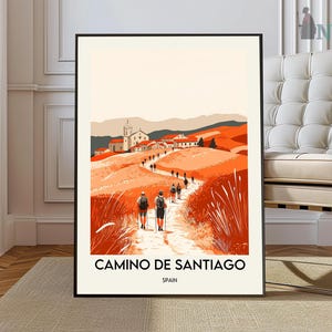 Póster del Camino de Santiago, España, Peregrinación, Camino de Santiago, San Juan Pie de Puerto, Catedral, Santiago de Compostela, Ruta de senderismo
