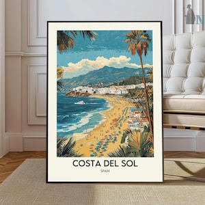 Costa del Sol Poster, Costa del Sol Travel Print, Spain Travel Poster, Tropical Decor, Beach Art, Travel Gift, Costa del Sol Spain