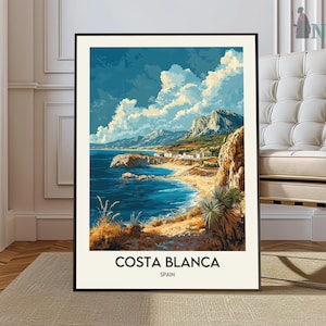 Costa Blanca Poster, Spain Travel Print, Spanish Decor, Europe Travel Poster, European Wall Art, Sea Print, Costa Blanca Travel Poster