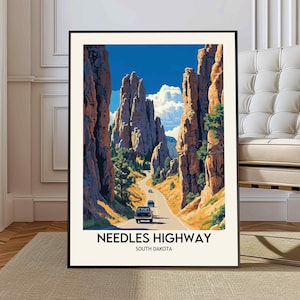 Póster de Needles Highway, impresión de Needles Highway, Needles Highway, Dakota del Sur, arte mural de Needles Highway, Needles Highway, Parque Estatal Custer