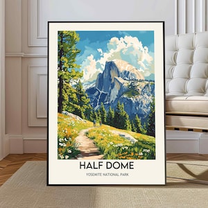 Impresión de Half Dome, póster fotográfico de Half Dome, arte mural de viaje de Half Dome, impresión de mapa de Half Dome, impresión fotográfica de Half Dome, Half Dome California