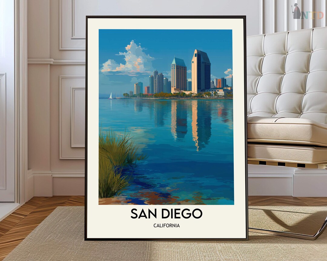 San Diego California Poster Print, Coastal City Skyline & Beaches Wall ...