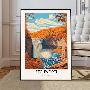Impresión del parque estatal de Letchworth, arte mural de Letchworth, póster de Letchworth, fotografía de Letchworth, impresión de póster de Letchworth, arte de Letchworth, Nueva York