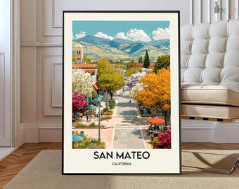 San Mateo Poster, San Mateo Wandkunst, San Mateo Druck, San Mateo Foto, San Mateo Karte Druck, San Mateo Reise, San Mateo Stadt, San Mateo CA