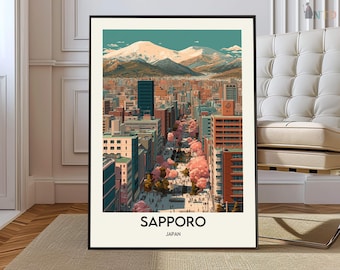 Sapporo poster, Sapporo Wall Art, Sapporo Print, Sapporo Photo, Sapporo Poster Print, Sapporo Travel, Sapporo city, Sapporo map