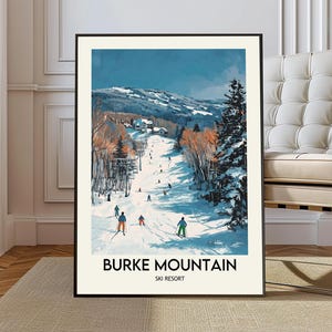 Póster de la estación de esquí Burke Mountain, arte mural de la estación de esquí Burke Mountain, impresión de la estación de esquí Burke Mountain, estación de esquí Burke Mountain, Vermont