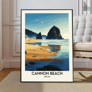 Cannon Beach Travel Poster, Cannon Beach Wall Art, Cannon Beach Poster Print, Cannon Beach Photo, Cannon Beach Decor, Oregon, USA