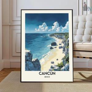 Cancun Travel Poster, Cancun City Travel Poster Print, Cancun Travel Poster Wall Art, Cancun México, La capital, Coast Travel Poster