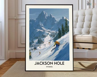 Póster de Jackson Hole, Arte mural de Jackson Hole, Impresión de Jackson Hole, Foto de Jackson Hole, Impresión de póster de Jackson Hole, Esquí en Jackson Hole, Wyoming
