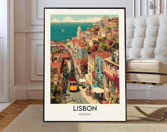 Lisbon Travel, Lisbon Portugal, Portugal Art, Lisbon Art, Lisbon Print, Lisbon Skyline, Lisbon Poster, Portugal Poster, Lisbon Wall Art