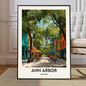 Ann Arbor Wall Art, Ann Arbor City Print, Ann Arbor Travel Poster, Ann Arbor Michigan Art, Ann Arbor Skyline Decor, Ann Arbor Michigan print