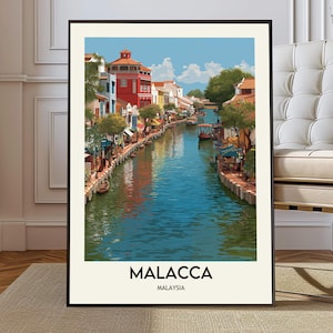 Affiche Malacca, art mural Malacca, impression Malacca, photo Malacca, affiche Malacca, voyage Malacca, ville de Malacca, carte de Malacca