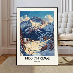 Póster de la estación de esquí Mission Ridge, arte mural de la estación de esquí Mission Ridge, impresión de la estación de esquí Mission Ridge, foto de la estación de esquí Mission Ridge
