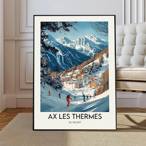 Póster de la estación de esquí de Ax‑les‑Thermes, arte mural de la estación de esquí de Ax‑les‑Thermes, impresión de la estación de esquí de Ax‑les‑Thermes, foto de la estación de esquí de Ax‑les‑Thermes