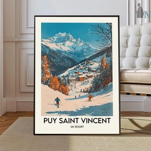 Póster de la estación de esquí de Puy Saint Vincent, arte mural de la estación de esquí de Puy Saint Vincent, impresión de la estación de esquí de Puy Saint Vincent, Puy Saint Vincent, Alpes franceses