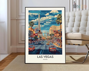 Affiche de voyage de Las Vegas, paysage urbain du Nevada Impression artistique