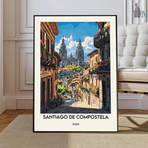 Santiago de Compostella-poster, Santiago de Compostella-muurkunst, Santiago de Compostella-afdruk, Santiago de Compostella