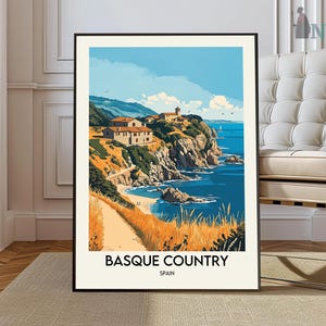 Basque Country Travel Poster, Basque Wall Art, Basque Poster Print, Basque Photo, Basque Decor, Guggenheim Museum, Western Pyrenees