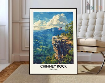 Parque estatal Chimney Rock, impresión de Chimney Rock, arte mural de Chimney Rock, póster de Chimney Rock, fotografía de Chimney Rock, Chimney Rock Carolina del Norte