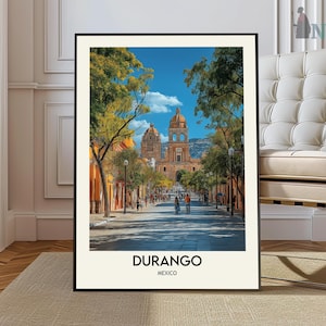 Durango Map, Durango Map Print, Durango Personalized Map, Durango Wall Art, Durango Travel Poster, Durango poster, Durango Mexico