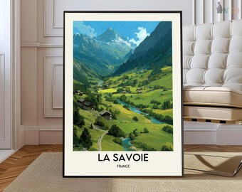 Savoie France Poster Print French Alps Wall Art Alpine Mountain Ski Region Decor Europe Travel Illustration Gift