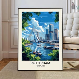 Impression de voyage de Rotterdam, affiche de voyage de Rotterdam, affiche de voyage aux Pays-Bas, impression d'art de voyage en Europe, art mural photographique, impression de voyage
