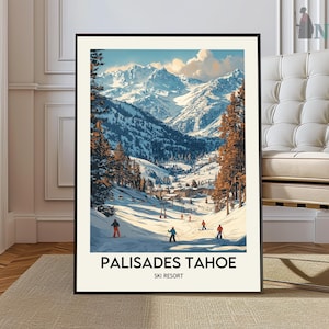 Póster de la estación de esquí Palisades Tahoe, Arte mural de la estación de esquí Palisades Tahoe, Impresión de la estación de esquí Palisades Tahoe, Foto de la estación de esquí Palisades Tahoe.