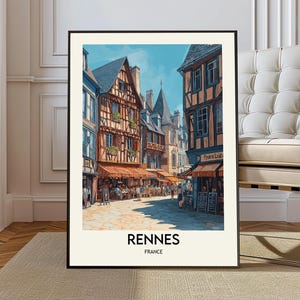 Rennes poster, Rennes Wall Art, Rennes Print, Rennes Photo, Rennes Poster Print, Rennes Travel, Rennes city, Rennes map, Rennes France