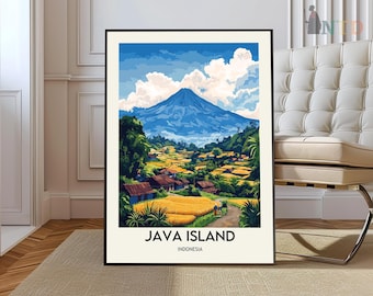 Affiche de l'île de Java, art mural de l'île de Java, impression de l'île de Java, photo de l'île de Java, impression d'affiche de l'île de Java, affiche de l'île de Java en Indonésie