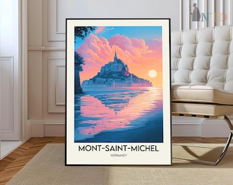 モンサンミッシェルの水彩画ポスター 壁アート モンサンミッシェル