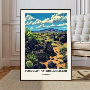 Affiche Petroglyph National Monument, impression Petroglyph National Monument, art mural pétroglyphe, pétroglyphe, art mural Albuquerque Nouveau-Mexique