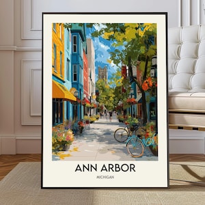 Ann Arbor Wall Art, Ann Arbor City Print, Ann Arbor Travel Poster, Ann Arbor Michigan Art, Ann Arbor Skyline Decor, Ann Arbor Michigan print