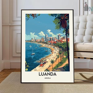 Cartel de Luanda, Arte de la pared de Luanda, Impresión de Luanda, Foto de Luanda, Impresión de cartel de Luanda, Cartel de viaje de Luanda, Luanda Angola, Mapa de la ciudad de Luanda