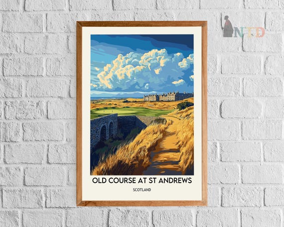 St Andrews セントアンドリュース 額入りアートポスター　写真 Old Course at St Andrews Print, St Andrews Wall Art, St Andrews