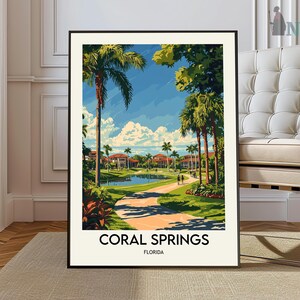 Impression d'affiche de Coral Springs, affiche de voyage de Coral Springs, art déco murale Coral Springs, Coral Springs en Floride, cadeau de pendaison de crémaillère