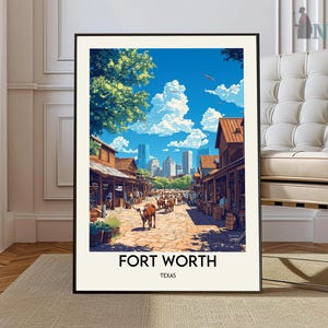 Fort Worth, Texas, Arte mural de Fort Worth, Impresión de póster de Fort Worth, Foto de Fort Worth, Decoración de Fort Worth, Ciudad de Fort Worth, Texas