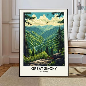 Great Smoky Mountains National Park Reiseplakat, Great Smoky Mountains Kunst, Poster Druck, Foto, Dekor, Tennessee und North Carolina, USA