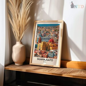 Guanajuato Mexiko Poster Druck | Bunte Koloniale Stadt Wandkunst | Historische Altstadt Strasse Illustration | Reise-Dekor-Geschenk Bild 6