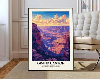 Grand Canyon Travel Poster, Grand Canyon Wall Art Print, Grand Canyon Travel Art Poster, Digital Download, Printable Grand Canyon Wall Art