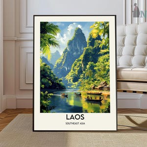Laos poster, Laos Wall Art, Laos Print, Laos Photo, Laos Poster Print, Laos Travel Poster, Laos Gift, Mekong River, Laos art, Luang Prabang