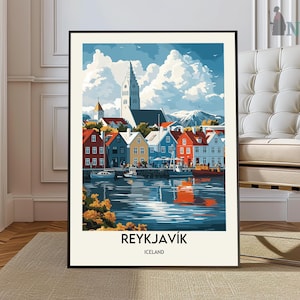 Impresión de Reykjavik, arte mural de Reykjavik, póster de Reykjavik, fotografía de Reykjavik, impresión de póster de Reykjavik, decoración de pared de Reykjavik, Reykjavik, Islandia
