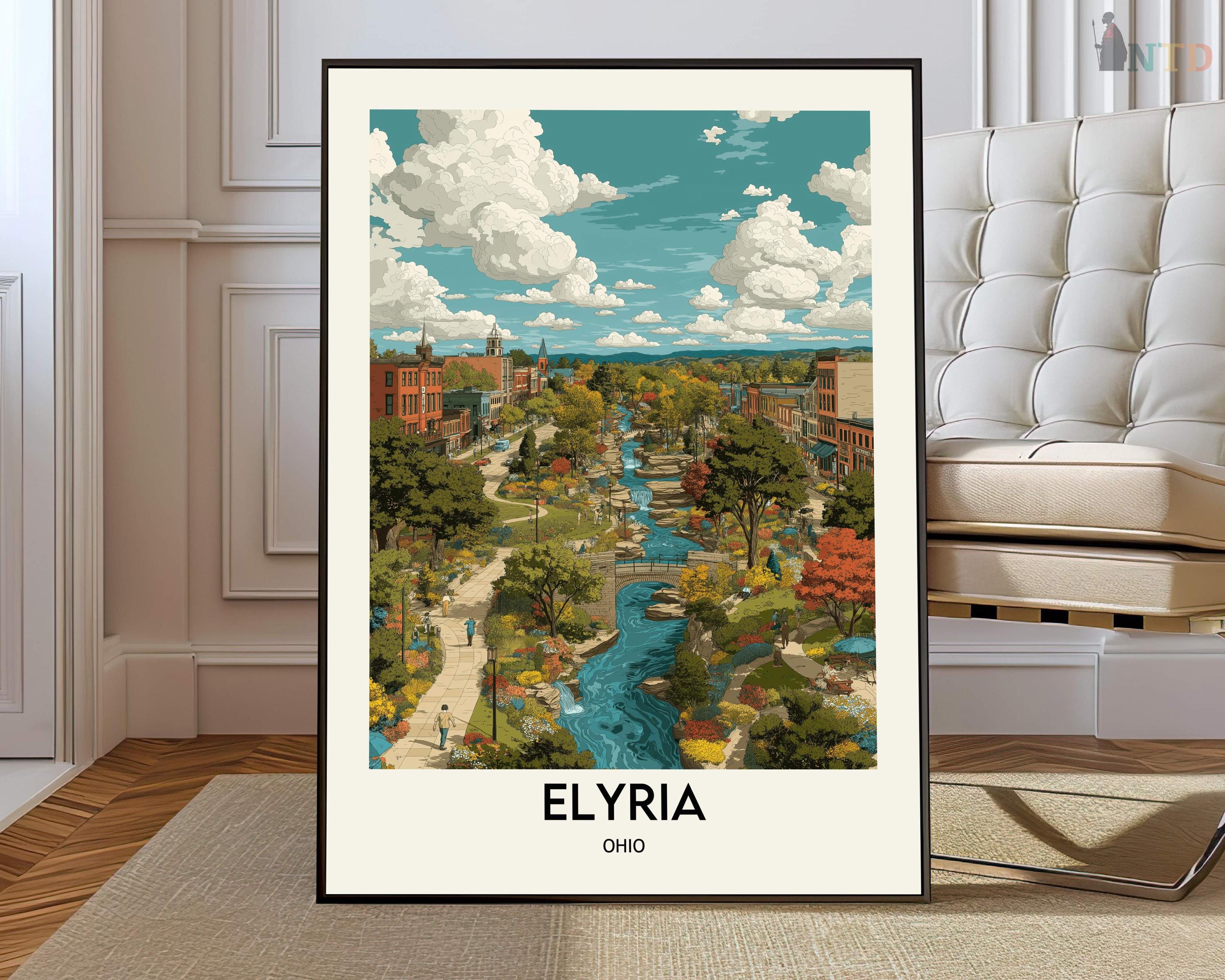 アートポスターNO.8(16650) Elyria Ohio Poster Print Lorain County Wall Art Black River City