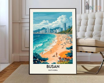 Busan Beach Poster: South Korea Travel Art Print