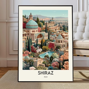 Shiraz poster, Shiraz Wall Art, Shiraz Print, Shiraz Photo, Shiraz Poster Print, Shiraz Travel, Shiraz city, Shiraz map, Shiraz Iran print