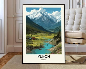 Yukon Poster Print Canada Wall Art Northern Wilderness Decor Canada Travel Illustration Gift