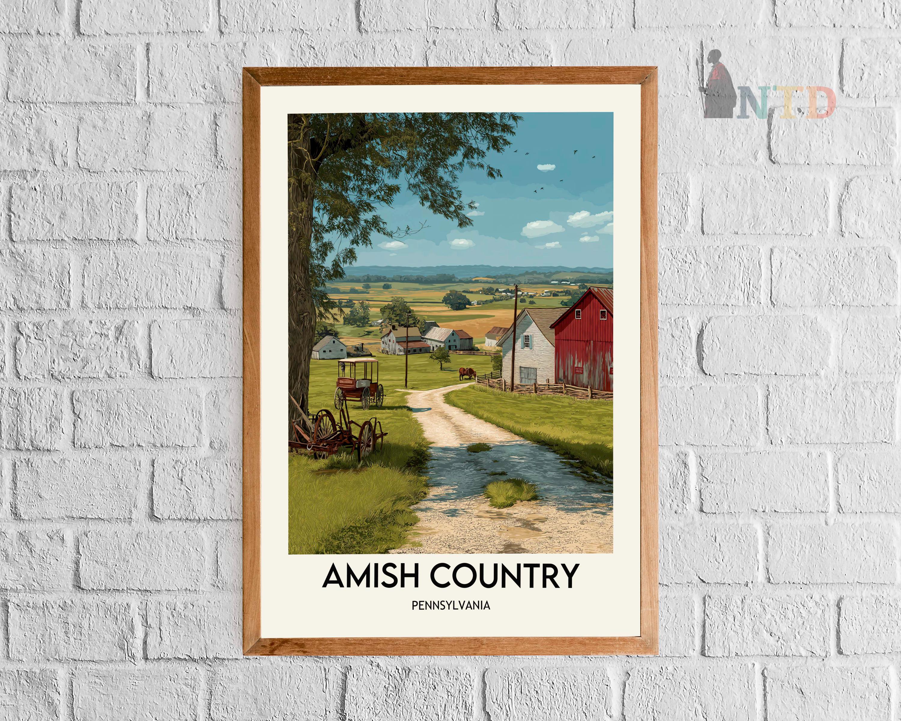 Amish Country Pennsylvania Poster, Lancaster County Rural Farm