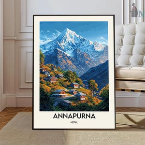 Arte mural de Annapurna, decoración de pared de Annapurna, póster de Annapurna, decoración del hogar de Annapurna, regalo de viaje de Annapurna, impresión de viaje de Annapurna