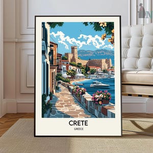 Art de Crète, oeuvre d'art de Crète, carte de Crète, photo de Crète, affiche de Crète, impression de Crète, voyage en Crète, peinture de Crète, art mural de Crète, Crète, Grèce